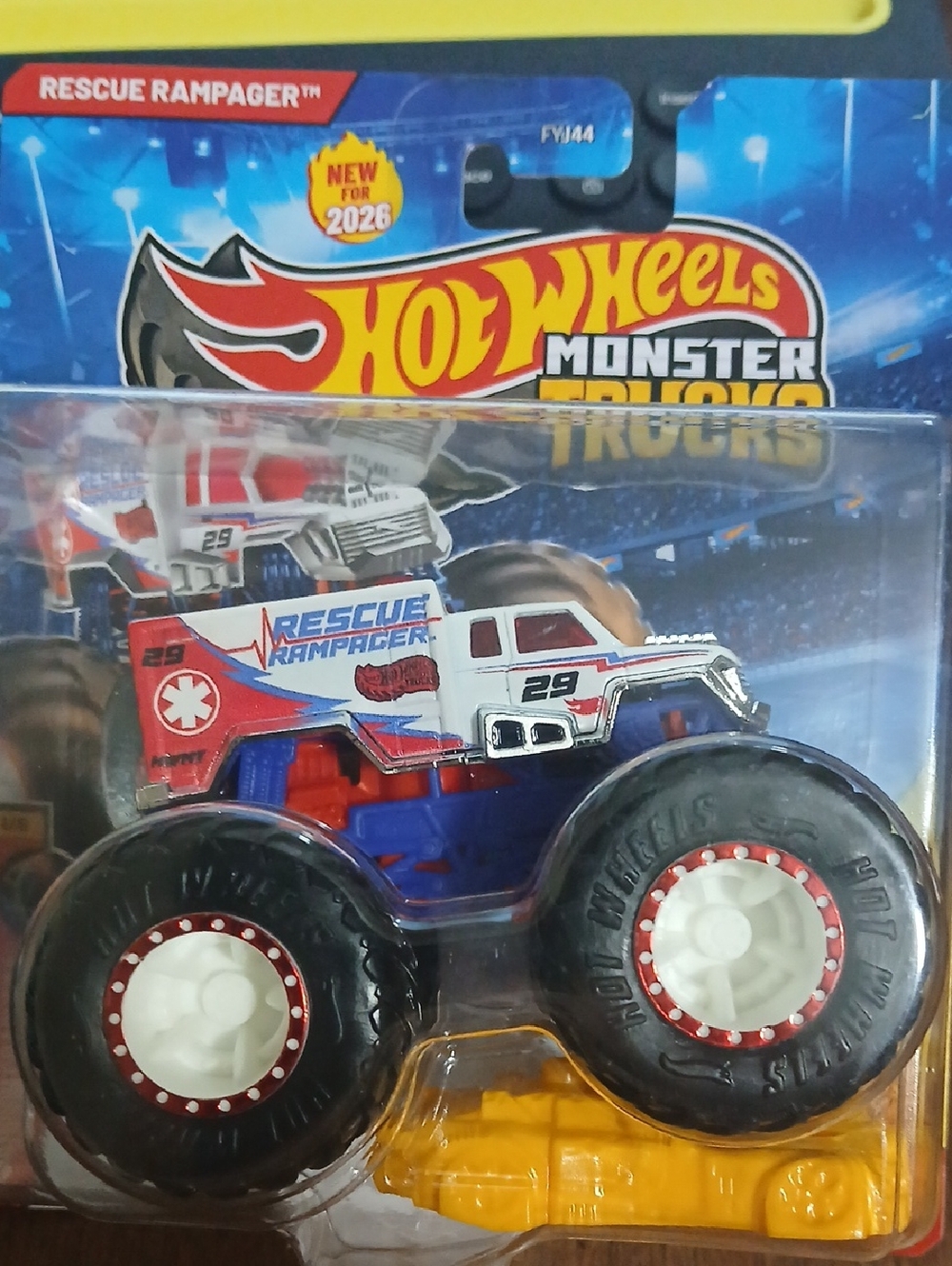 Hot Wheels Monster Trucks Rescue Rampager Toy Truck - White/Red/Blue